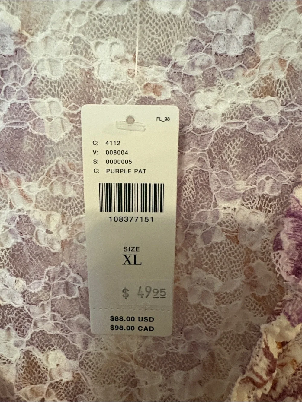 Anthropologie NWT Floral Lace Tie-Front Women's Top - Purple & Cream
